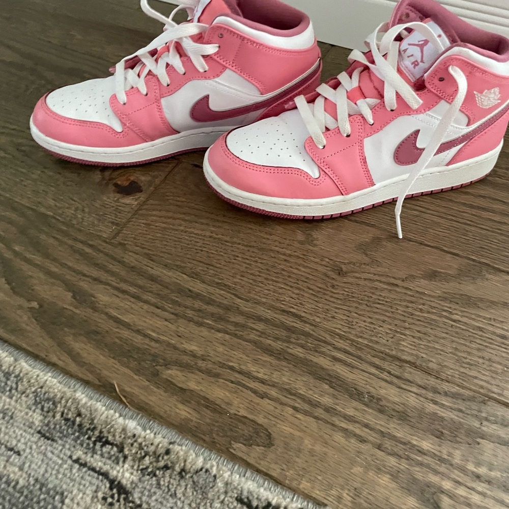 Nike Jordan Pink and White High-Top Sneakers